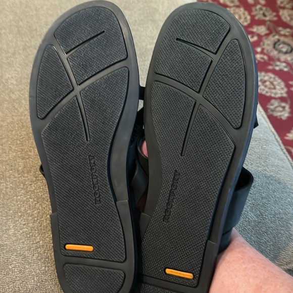 Men’s Rockport Black Leather Slip On Flip Flops Sandals Size 11 (TD) - Picture 6 of 6